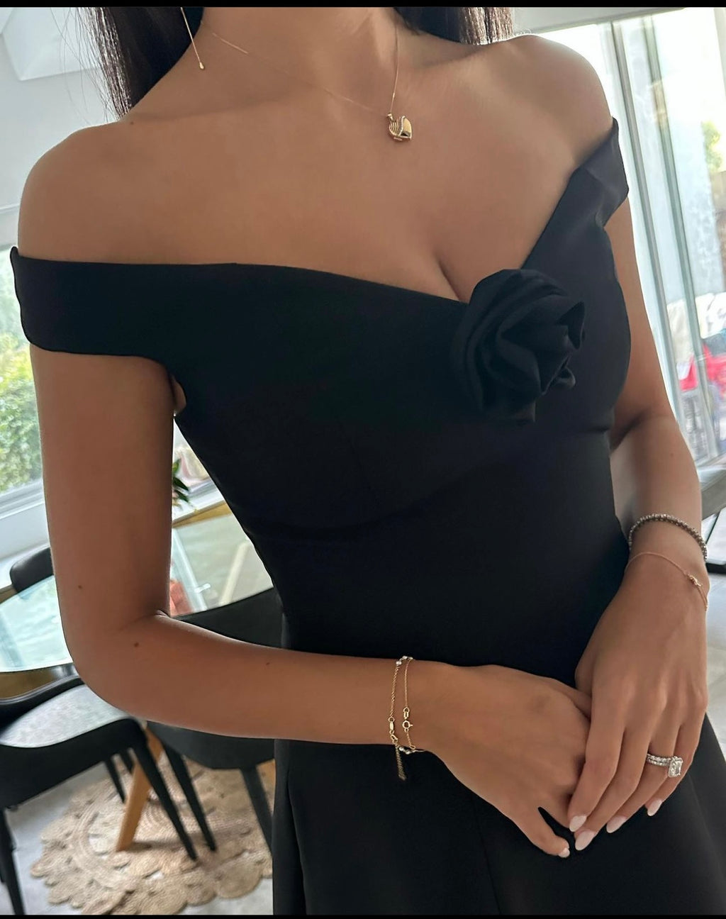 The Lollita off shoulder mini dress in black